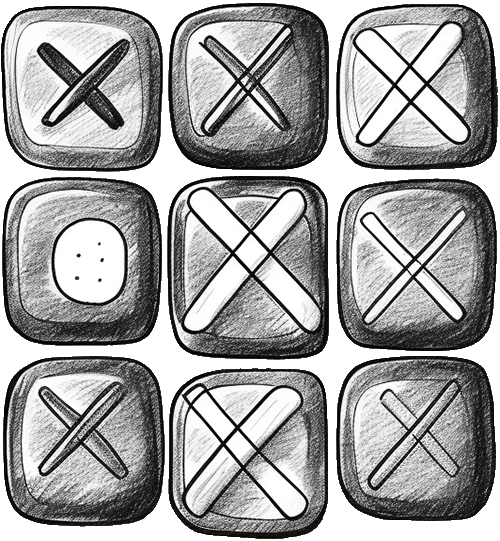 Hand-drawn Tic-Tac-Toe gameboard